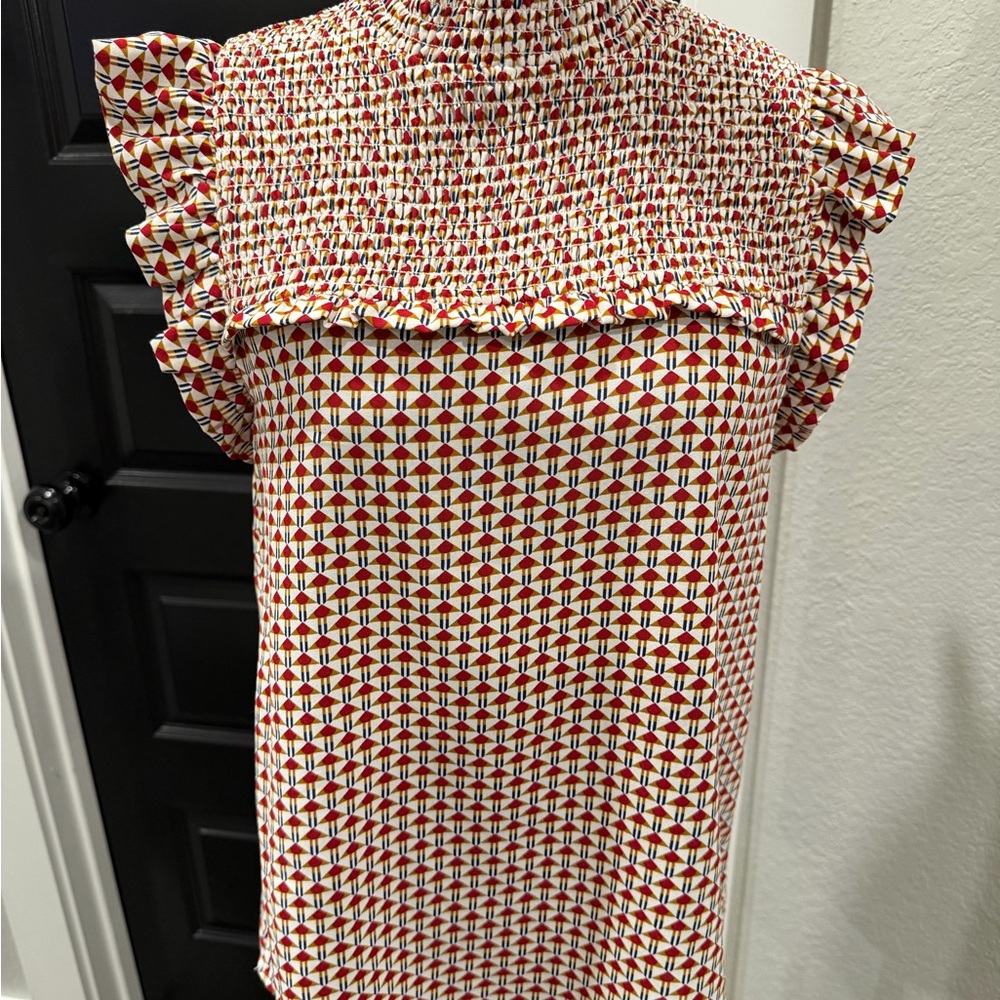 Thml Red And White Patterned Blouse - image 1